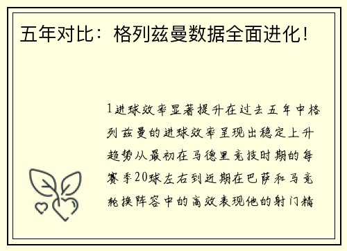 五年对比：格列兹曼数据全面进化！