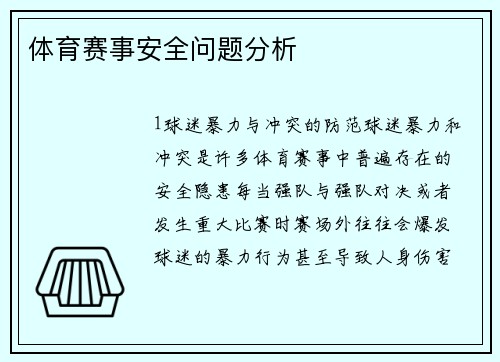体育赛事安全问题分析